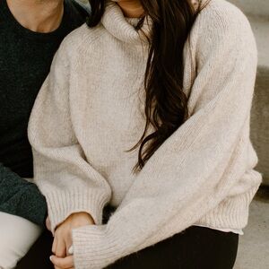 Carly Jean Los Angeles Cream Cowlneck Sweater